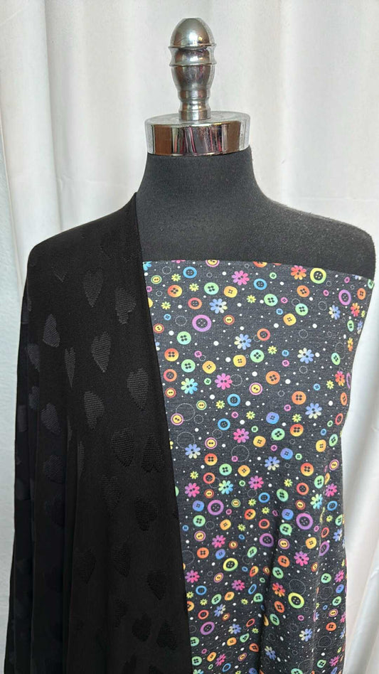 BUTTONS/BLACK HEARTS BUNDLE : 2YD Buttons PRS FT & 2YD Black Heart Oakley SK : A28427