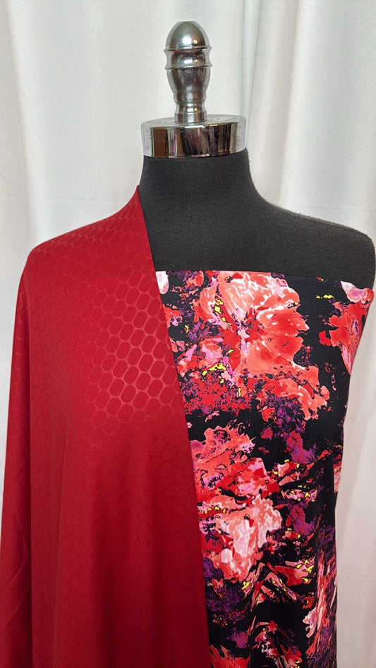 OVALS/ABSTRACT FLORAL BUNDLE : 2YD Abstract Floral PF & 2YD Oval Fleece-Back PF (Major Name) : A27465