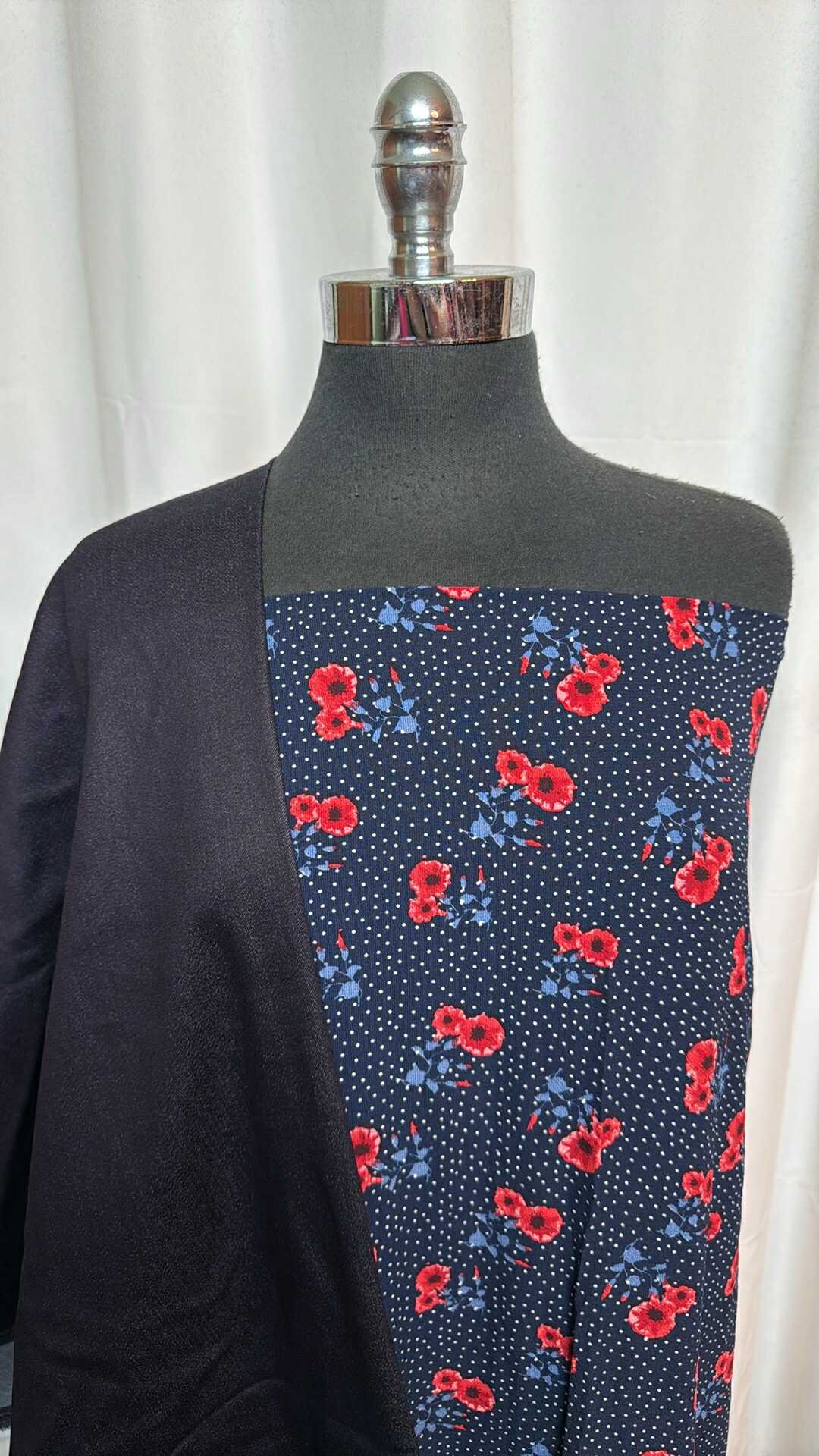 DENIM/DOT FLORAL BUNDLE : 2YD Stretch Denim & 2.5YD Dot Floral Bubble Crepe : A28722