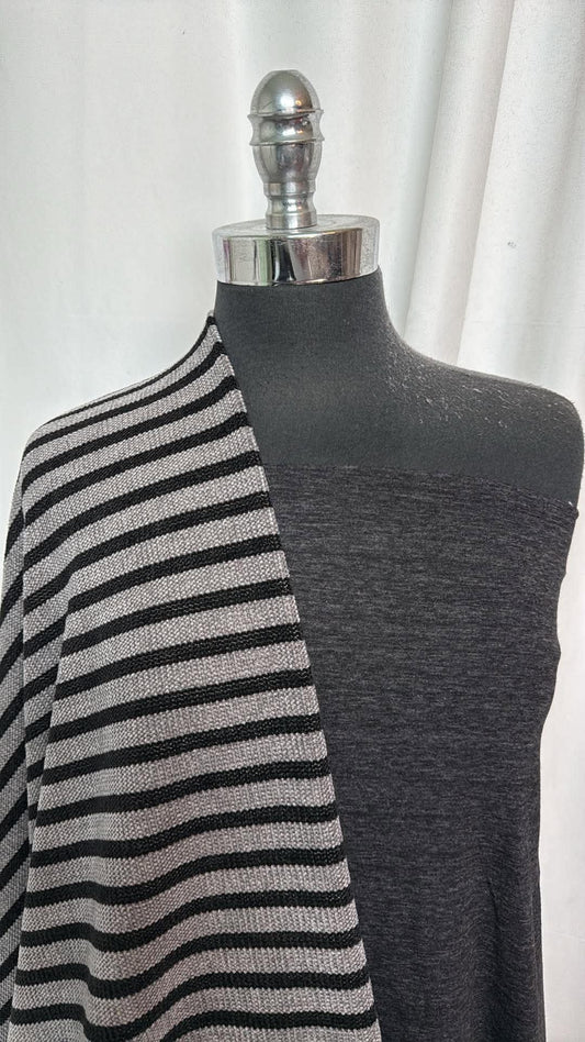 CHARCOAL/STRIPE CHENILLE BUNDLE : 4YD Stripe Chenille & 2YD Charcoal C/P Jersey : A31020