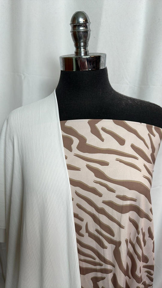 WHITE RIB/ANIMAL STRIPE BUNDLE : 3YD White Rib N/S Swim (38" Wide) & 2.5YD Animal Stripe N/S Swim : A29969