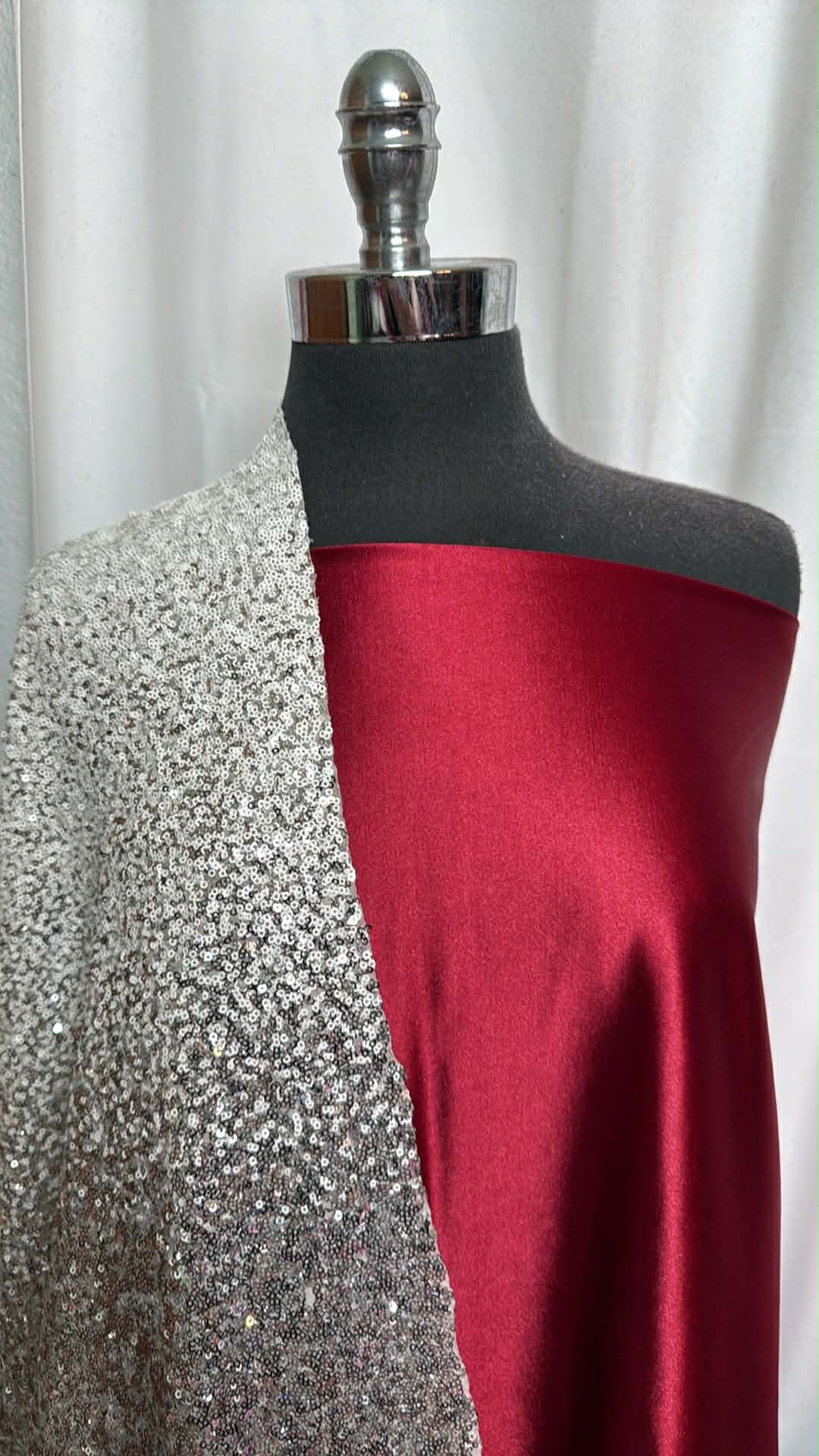 RED/SEQUINS BUNDLE : 2YD Red Casino & 24" Cut of Ombre Sequins on PowerMesh : A29818
