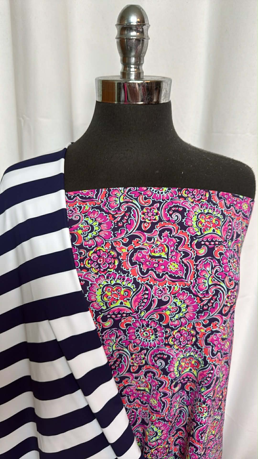 PINK PAISLEY/STRIPE BUNDLE : 1.5YD Pink Paisley N/S Swim & 1YD Stripe N/S Swim : A29569