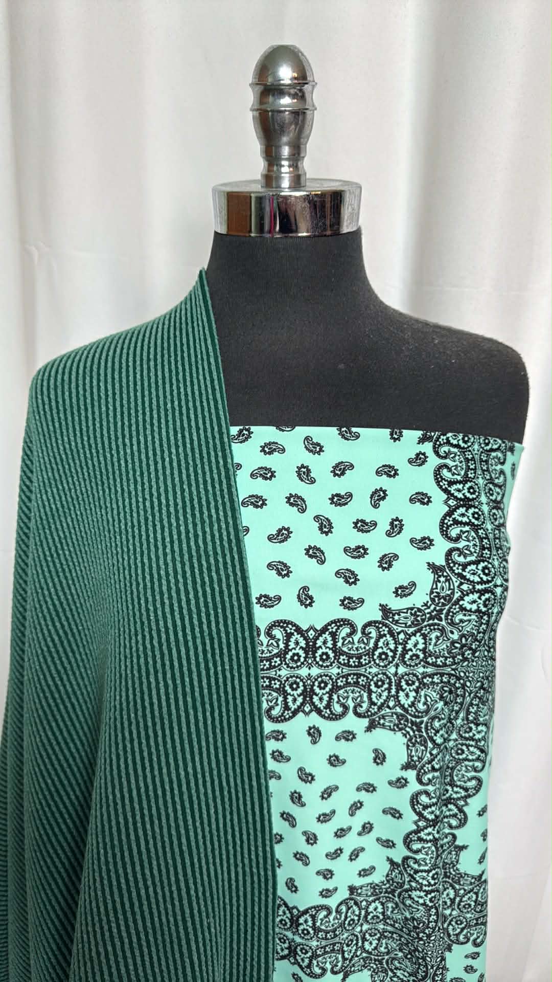 GREEN/MINT BANDANA BUNDLE : 2YD Mint Bandana Heavy PF & 2YD Green Urban Rib : A29410