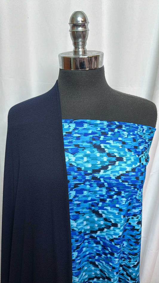 NAVY/BLUE GEO BUNDLE : 2YD Blue Geo Poly DK & 2YD Navy Modal Thermal : A28041