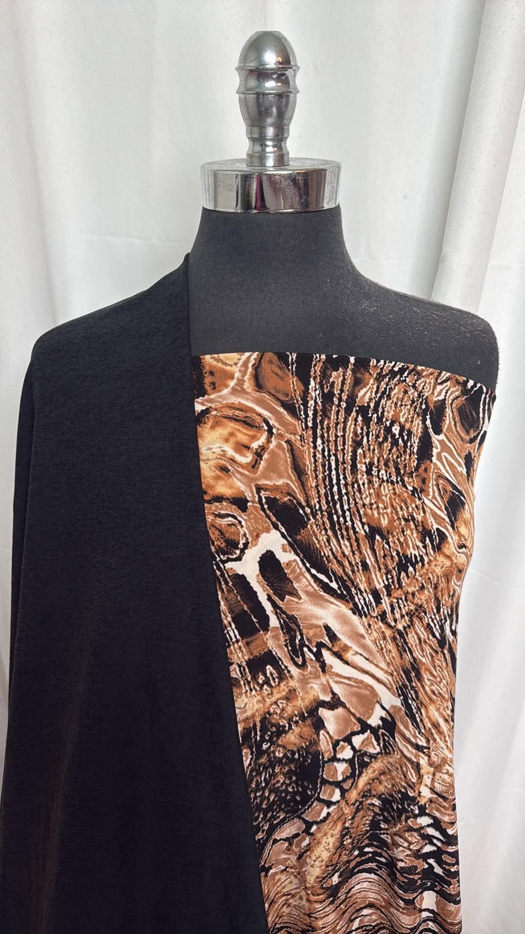 BLACK/ABSTRACT BROWN BUNDLE : 2YD Abstract Brown ITY & 1YD Black 2-Tone Peached PF : A30552