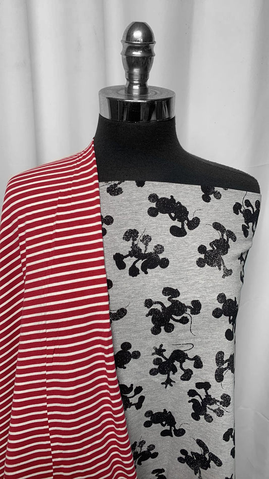 STRIPE/MOUSE BUNDLE : 2YD Grey/Black Mouse C/S & 1YD Stripe Organic C/S (72" Wide) : A25331