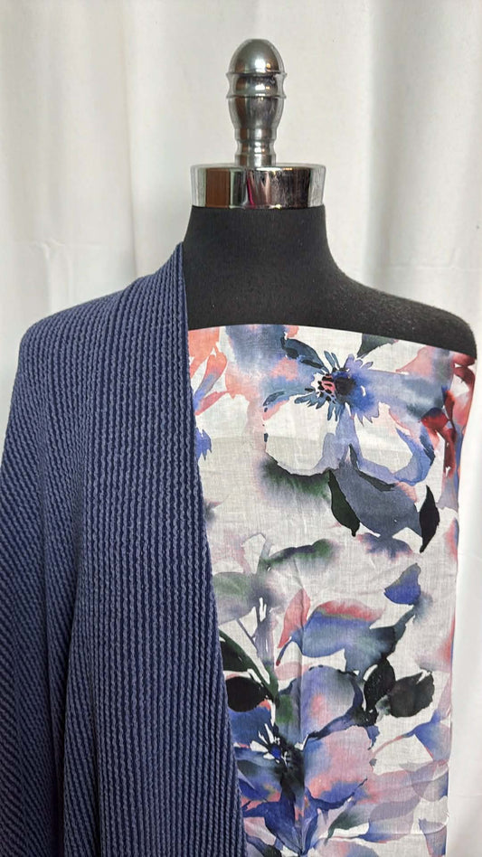 FLORAL VOILE/RIB BUNDLE : 1YD Floral Cotton Voile & 1.5YD Urban Rib : A29533