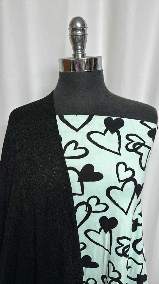 BLACK/MINT HEART BUNDLE : 2YD Black Light-Gauge SK & 2YD Mint Heart DBP : A29332