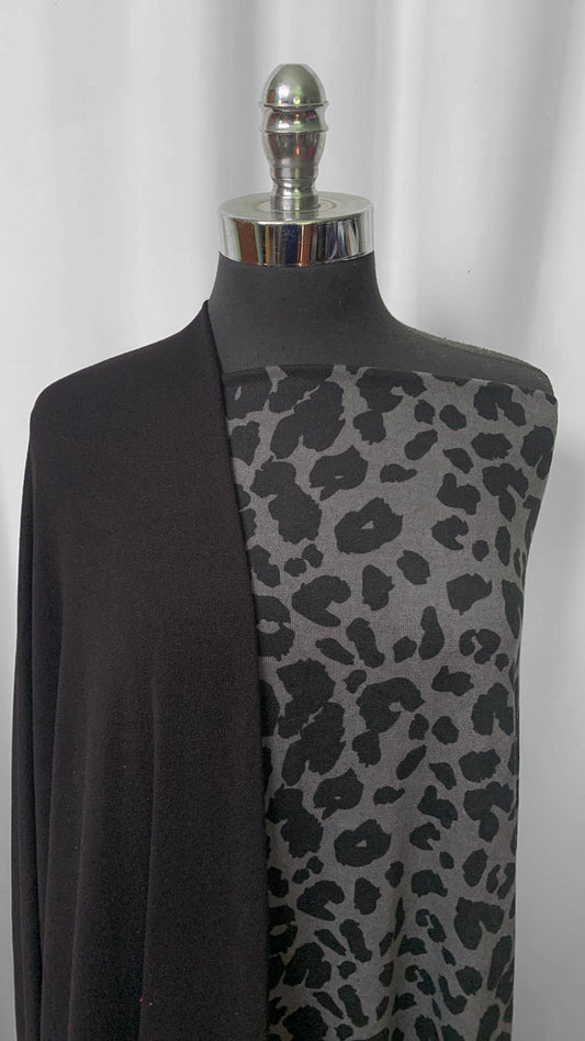 BLACK/GREY LEOPARD BUNDLE : 2YD Leopard Brushed Hacci SK & 2YD Black Oakley SK : A2277
