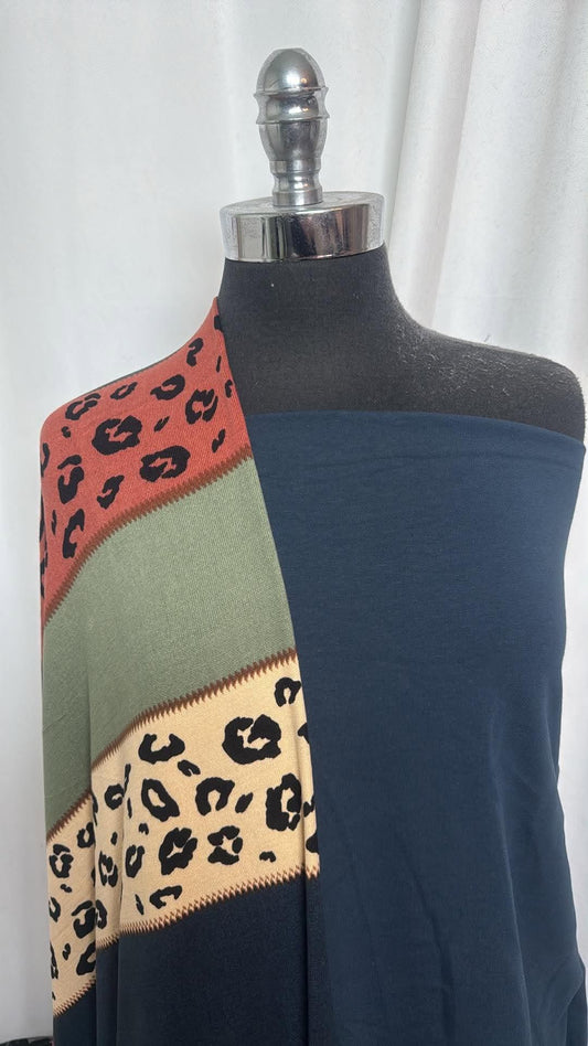 TEAL/LEOPARD STRIPE BUNDLE : 3.5YD Wide Leopard Stripe Oakley SK & 3YD Teal C/S FT : A30882