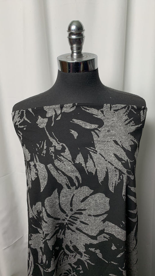 Black/Grey Tropical - Cotton/Poly Jersey - By the yard