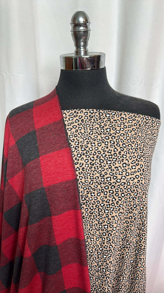RED PLAID/LEOPARD BUNDLE : 2YD Red Buffalo Plaid PRS FT & 2YD Leopard PRS FT : A29464