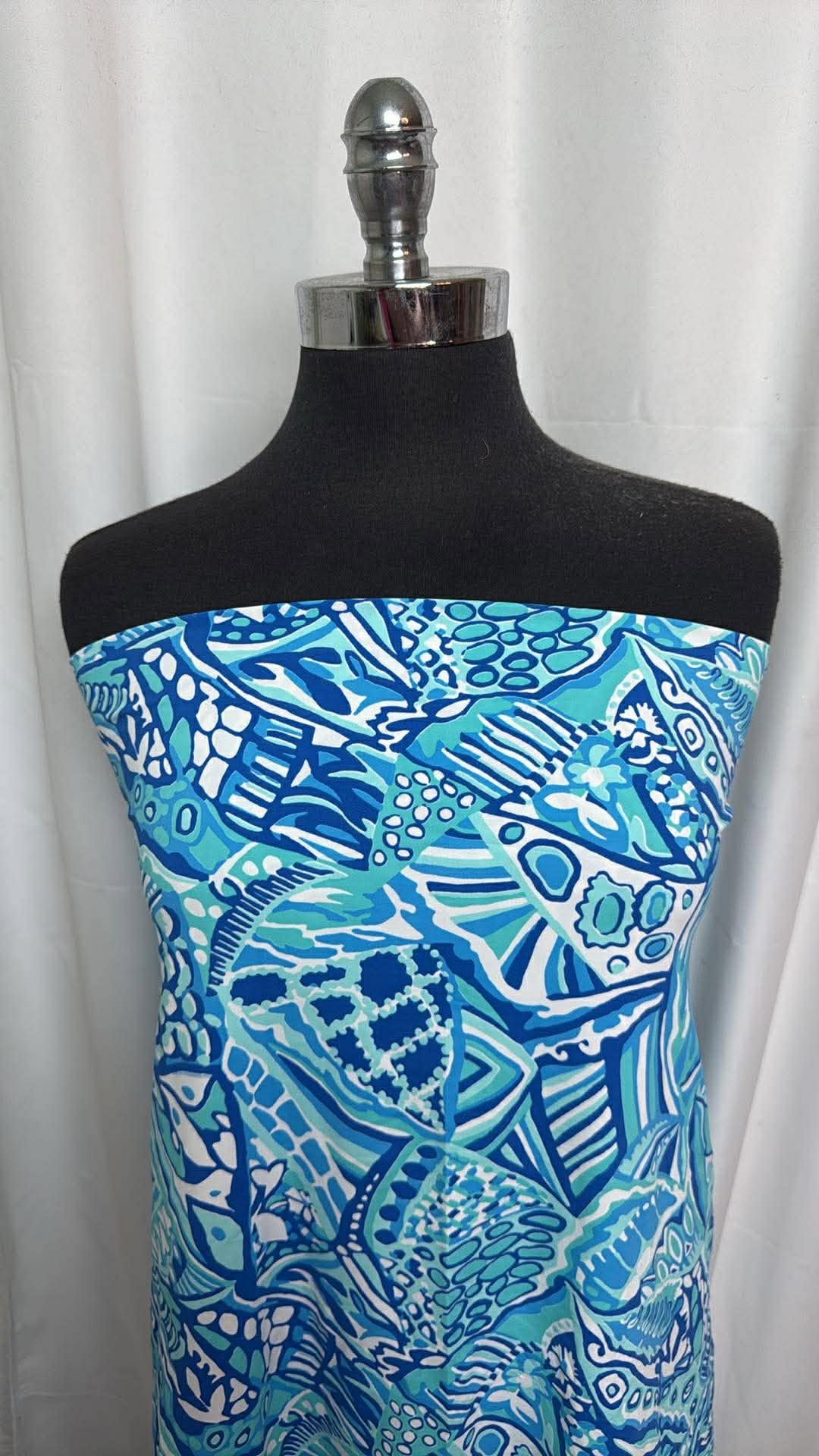 Blues Abstract - Designer Nylon/Spandex Swim - 1.5 Yard Cut