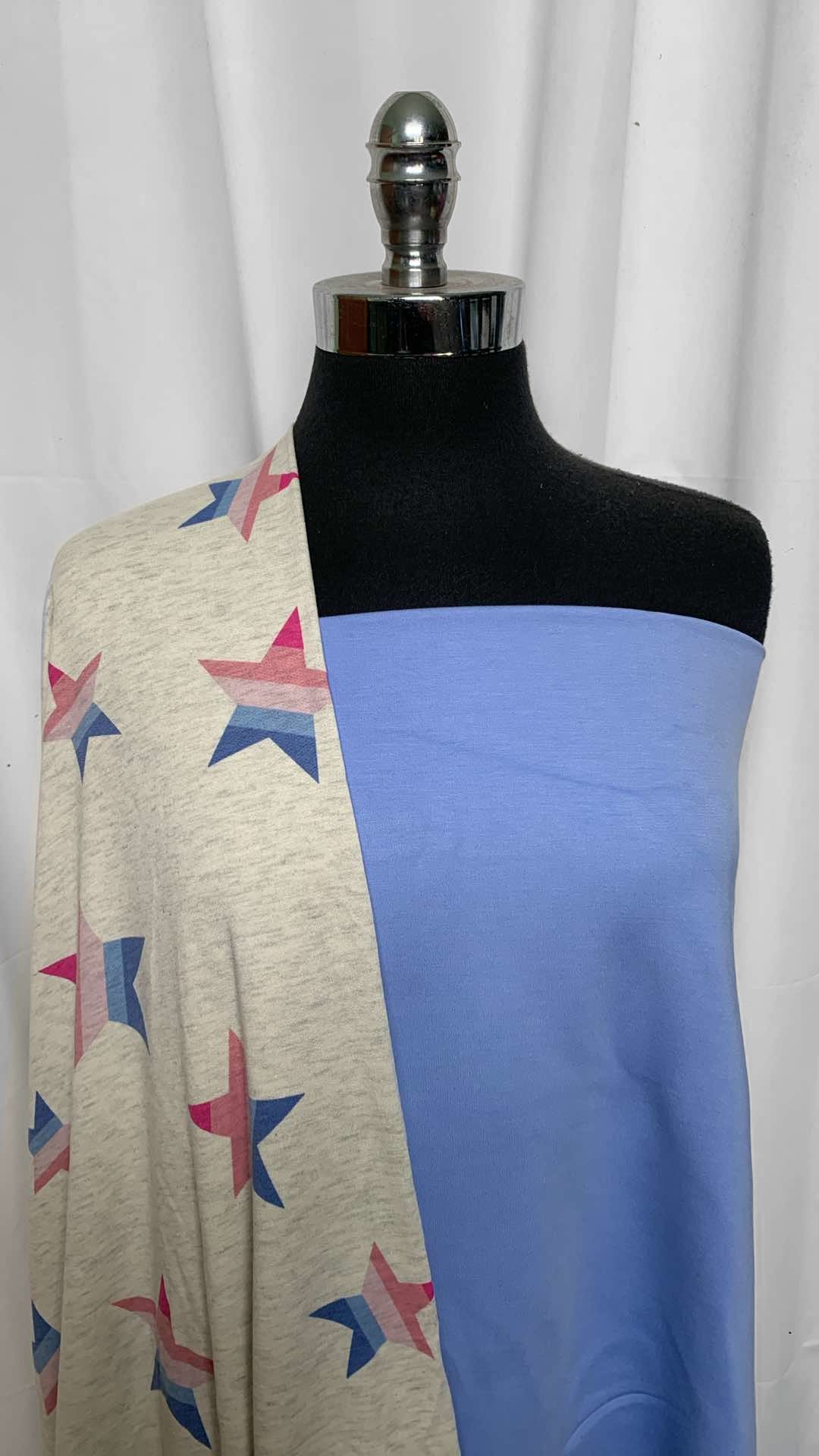 BLUE/STARS BUNDLE : 2YD Blue Nylon Ponte & 2YD Star PRS FT : A25846
