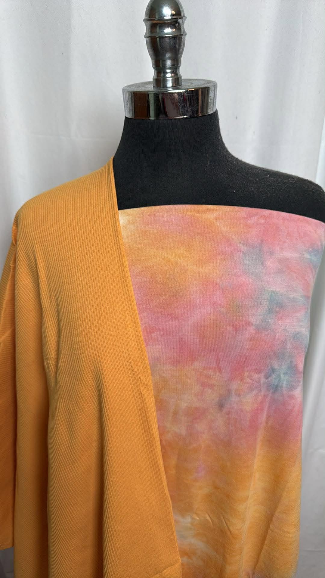 MUSTARD/TIE DYE BUNDLE : 1+YD Tie Dye PRS FT & 2YD Mustard Heavy C/S Rib (Flaw-Read Desc.) : A30120
