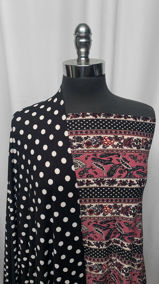 BOHO STRIPE/DOTS BUNDLE : 2YD Boho Stripe SBP & 2YD Black/White Dot DBP : A25200