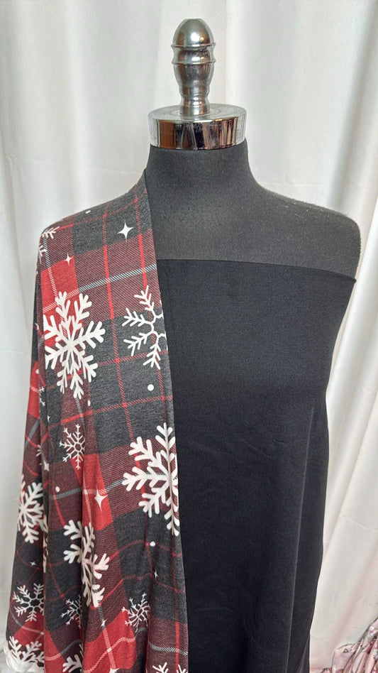 BLACK/SNOWFLAKE PLAID BUNDLE : 2YD Snowflake Plaid PRS FT & 2YD Black 2-Tone Peached PF : A27858