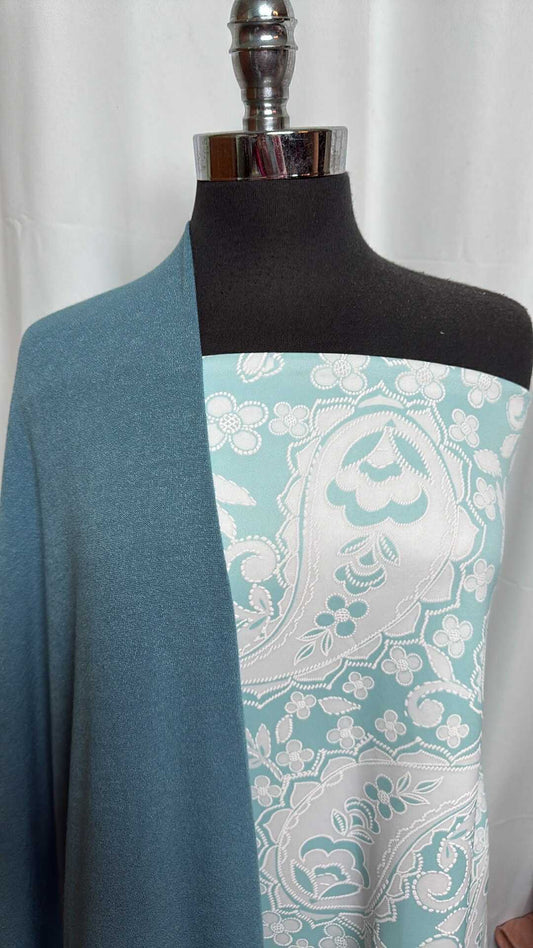 TEAL/TEXTURED PAISLEY BUNDLE : 2YD Textured Paisley Scuba & 1.5YD Teal SK : A29003
