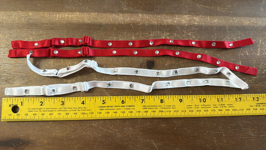 Adjustable Straps with Crystals - 1 Pair White & 1 Pair Red