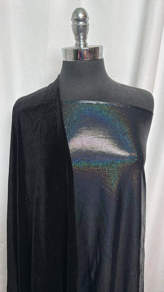 IRIDESCENT/BLACK VELVET BUNDLE : 2YD Iridescent Black PF & 2YD Black Stretch Velvet : A30329