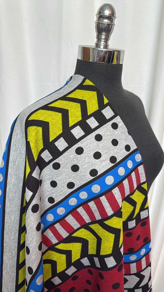 Geo Stripe - Cotton Sweatshirt Fleece - 1 Yard + 30" Cut