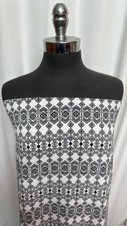 Black/White Geo - Bubble Crepe - 2 Yard Cut