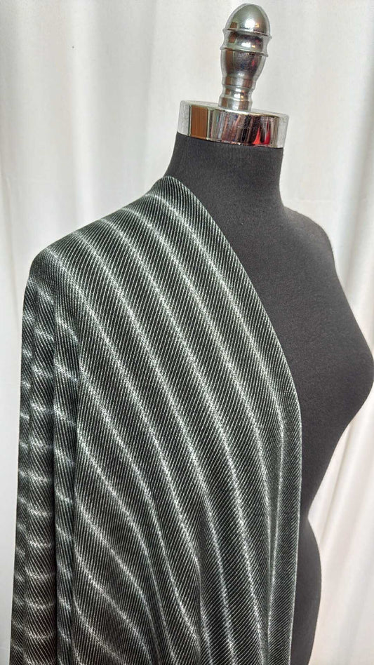 Dark Green Stripe -  Brushed Hacci Sweater Knit - 2 Yard Cut