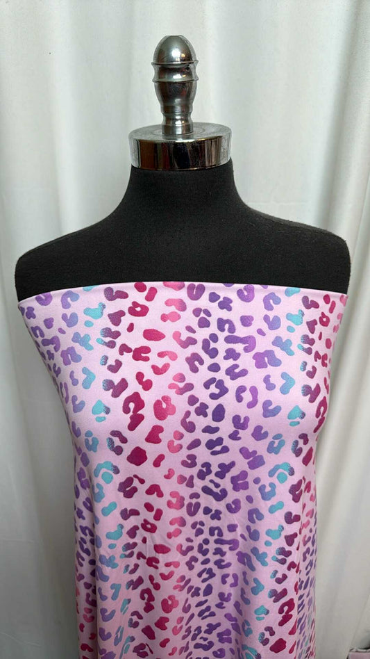 Pink Leopard - Double Brushed Poly Spandex - 2 Yard Cut