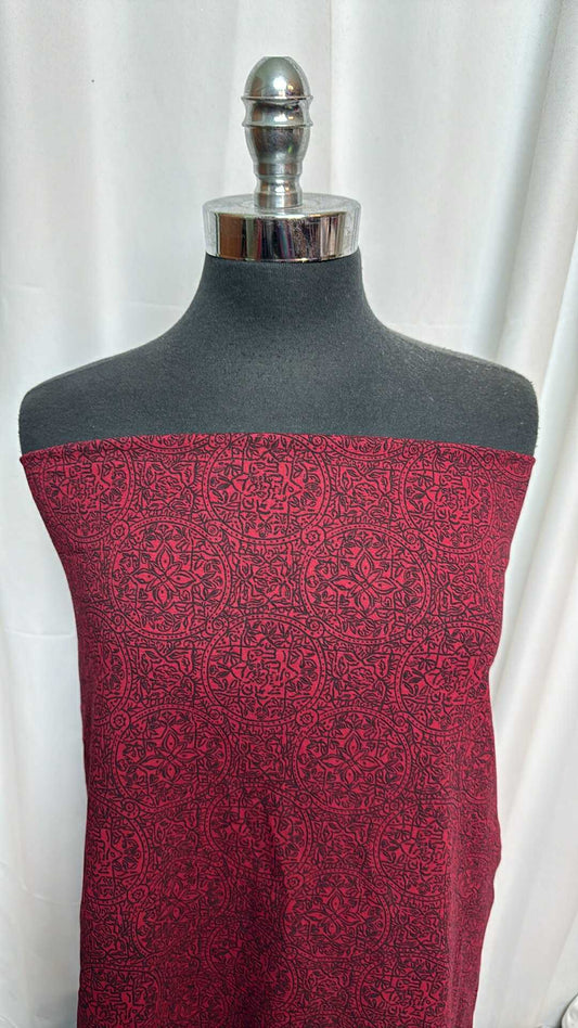 Red Mandala - Cotton/Spandex - 2 Yard Cut