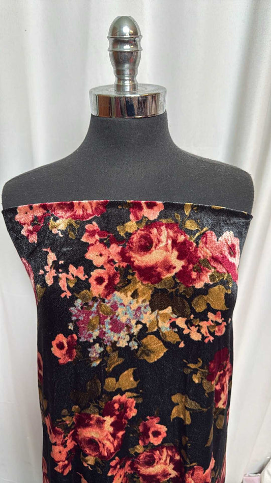 Floral - Stretch Velvet - 2 Yard Cut