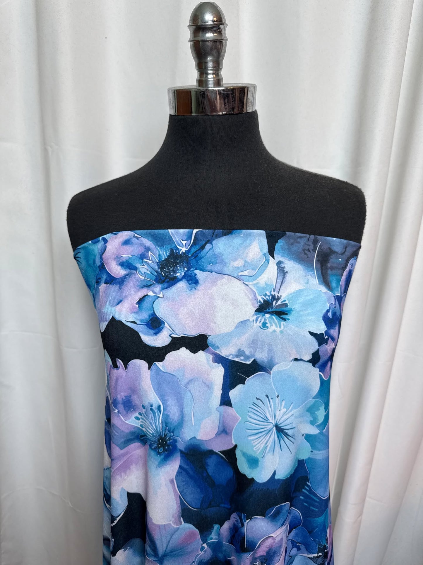 Dark Blue Floral - ITY - 3 Yard Cut