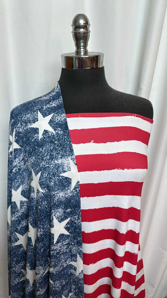 STARS & STRIPES BUNDLE : 2YD Distressed Star Modal & 1+YD Stripe DBP : A27640