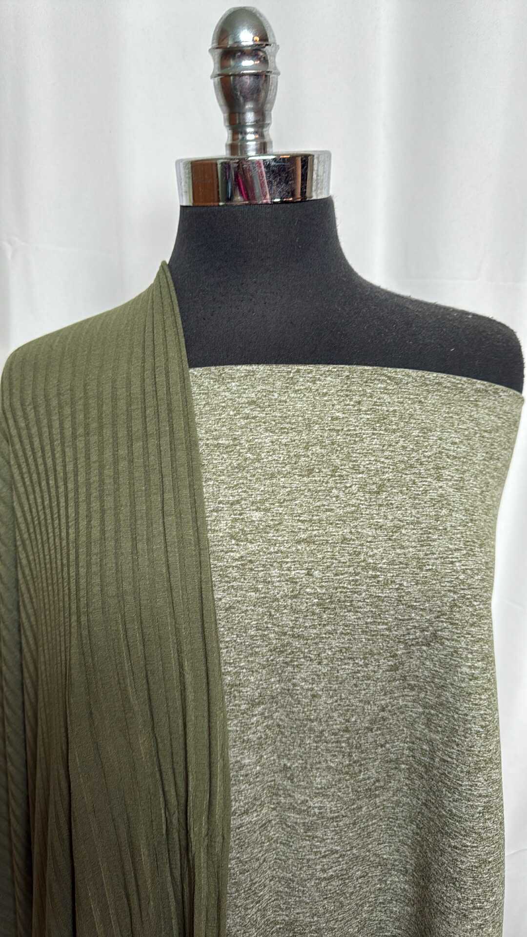 OLIVE BUNDLE : 2YD Olive/White Peached PF & 2YD Olive R/S Rib : A29007