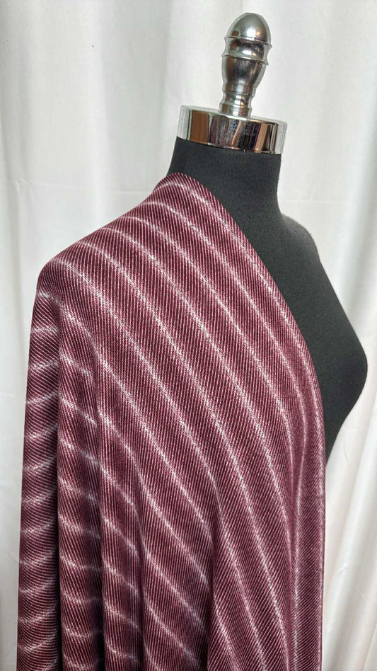 Burgundy Stripe - Brushed Hacci Sweater Knit - 2 Yard Cut