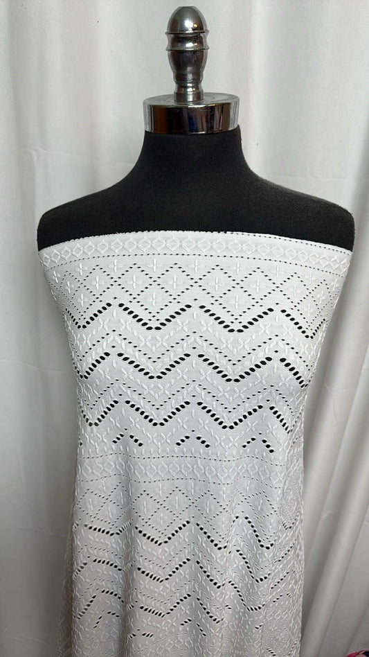 White - Eyelet Nylon/Spandex -  2 Yard Cut
