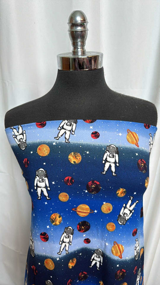 Astronauts - Double Brushed Poly Spandex - 2 Yard Cut
