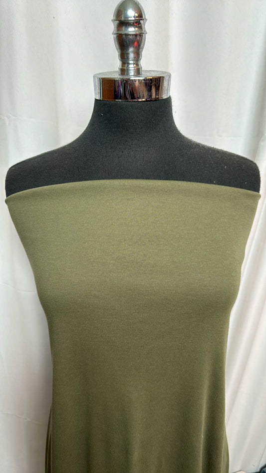 Olive - Cotton 1x1 Rib Knit - 2 yard Cut
