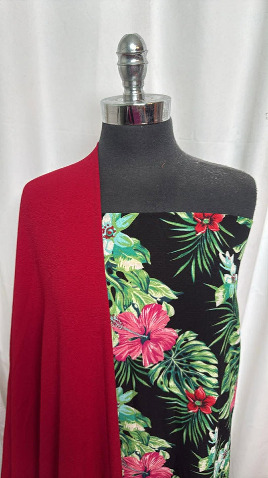 RED/TROPICAL BUNDLE : 2YD Tropical Bubble Crepe & 2YD Red Bubble Crepe : A30333