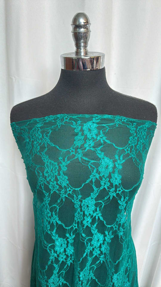 Teal - Stretch Lace - 2 Yard Cut