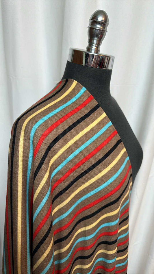 Brown Multi-Stripe - Brushed Hacci Sweater Knit - 2 Yard Cut