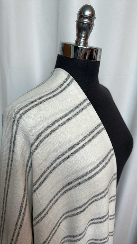 Ivory/Grey Stripe - Brushed Hacci Sweater Knit - 2 Yard Cut