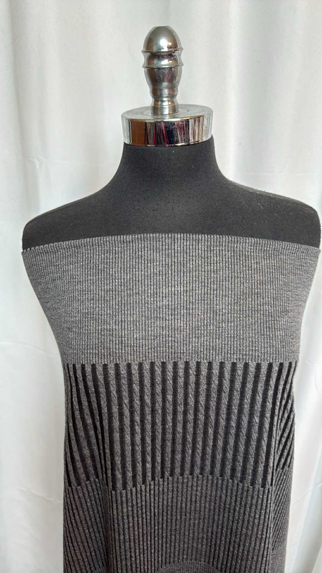 Grey - Variegated PRS Flatback Rib Knit - 2 Yard Cut