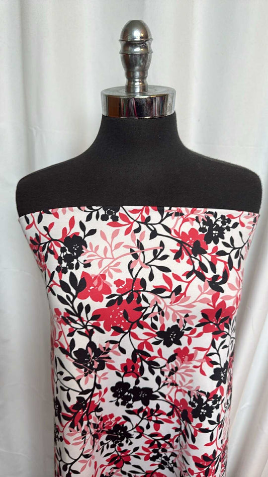 Black/Red Floral - Yoga Performance - 2 Yard Cut