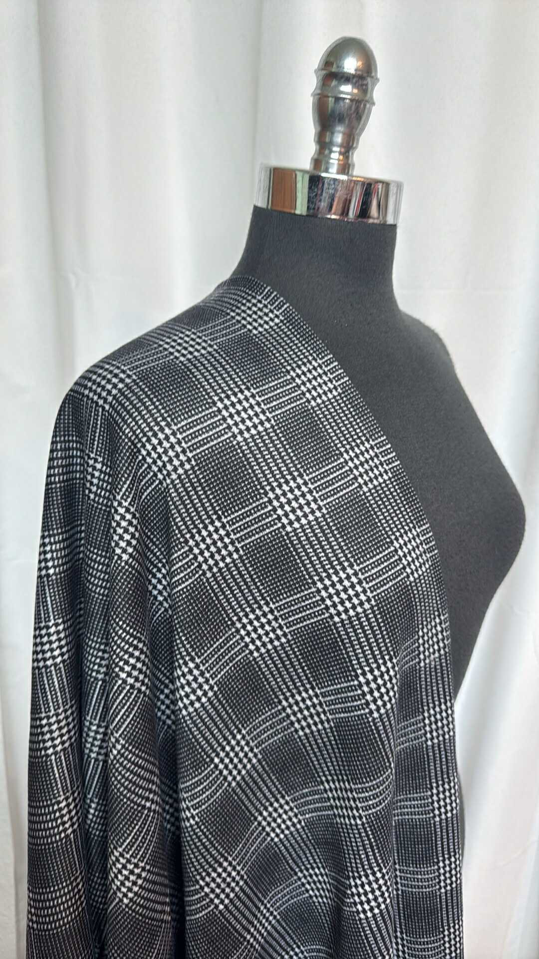 Charcoal Plaid - Brushed Hacci Sweater Knit - 2 Yard Cut