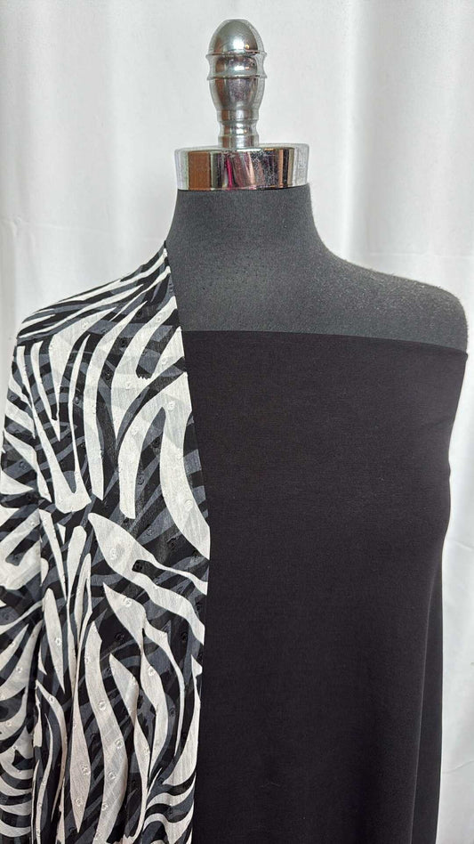 BLACK/ANIMAL BUNDLE : 2YD Black Modal C/S Jersey & 2.5YD Animal Crinkle Chiffon : A29009