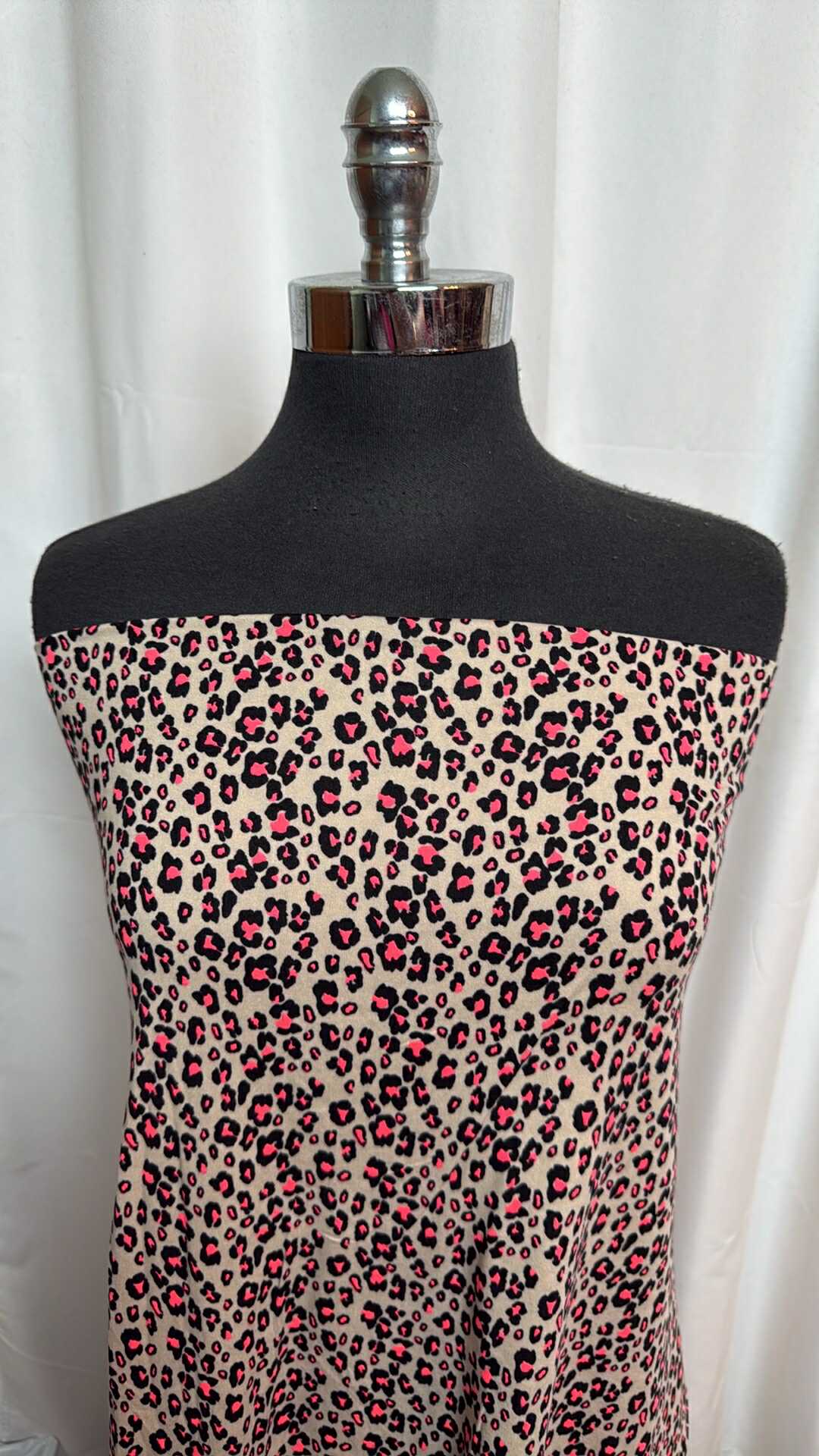 Neon Coral Leopard - Double Brushed Poly Spandex - 2 Yard Cut
