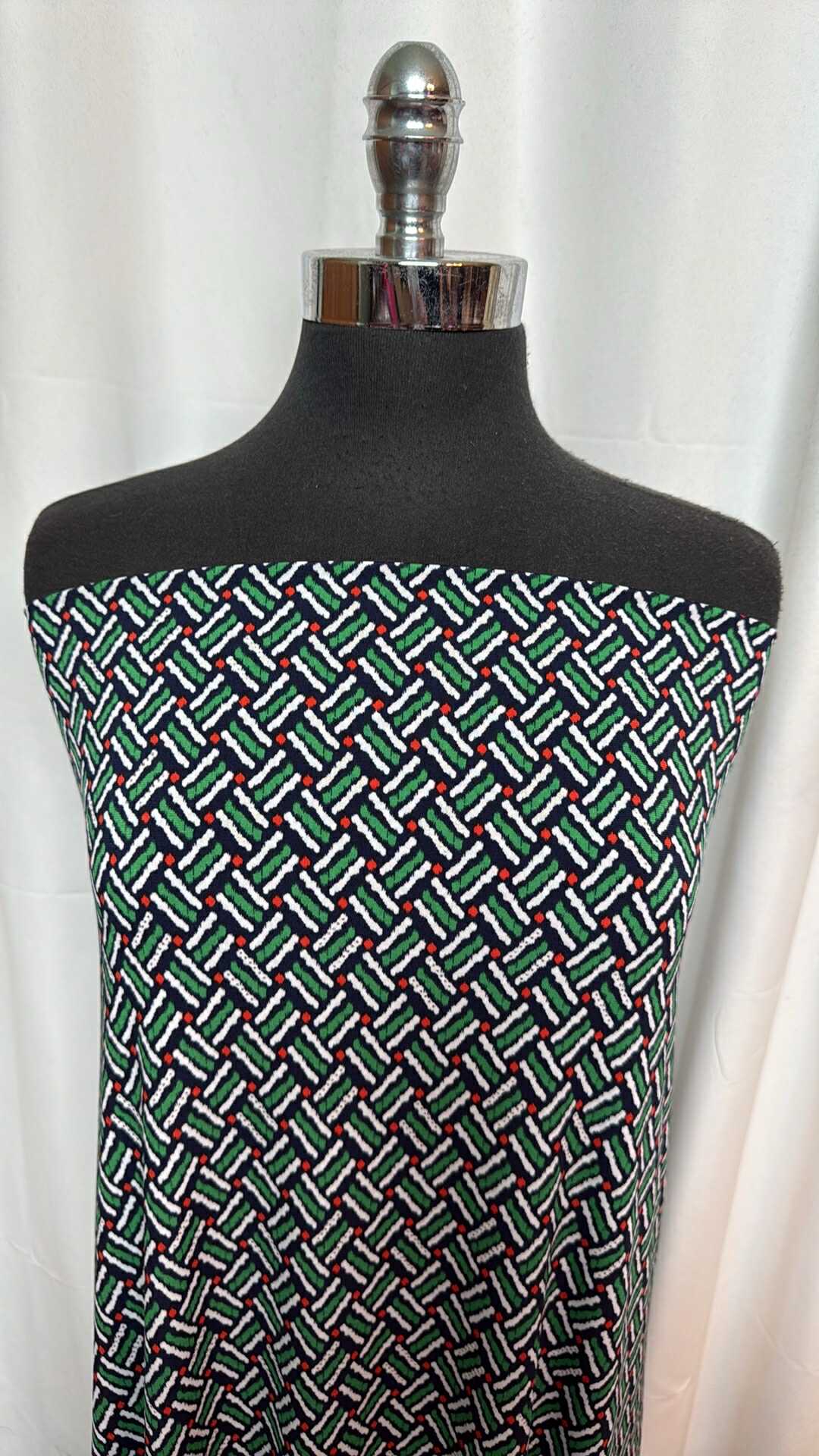 Navy/Green/Red Weave - Korean ITY - 4 Yard Cut