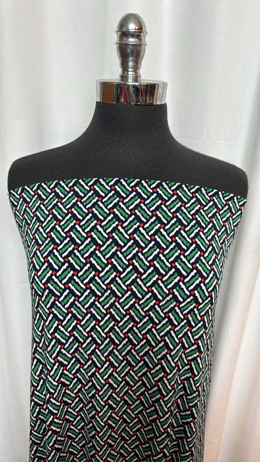 Navy/Green/Red Weave - Korean ITY - 2 Yard Cut