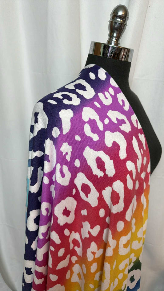 Rainbow Leopard Stripe - Oakley Sweater Knit - 2 Yard Cut